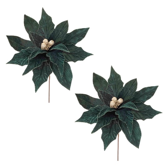 Forest Green Poinsettia Stems, 2ct. By Melrose | 28" | Michaels®